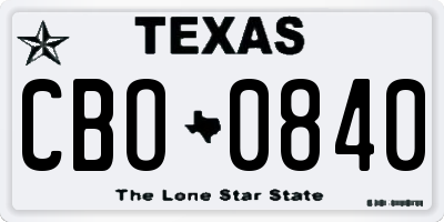 TX license plate CBO0840