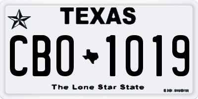 TX license plate CBO1019