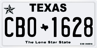 TX license plate CBO1628