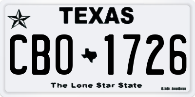 TX license plate CBO1726