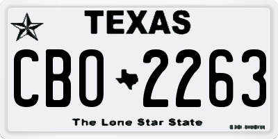 TX license plate CBO2263