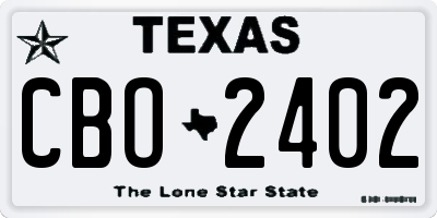 TX license plate CBO2402
