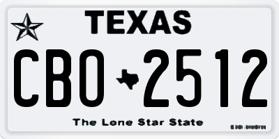TX license plate CBO2512
