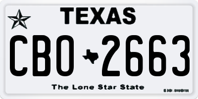 TX license plate CBO2663