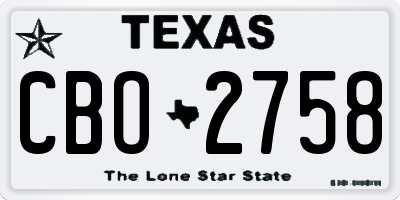 TX license plate CBO2758