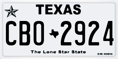 TX license plate CBO2924