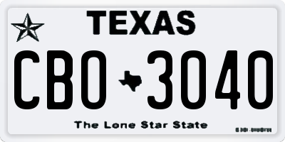 TX license plate CBO3040
