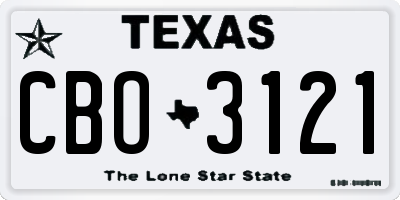 TX license plate CBO3121