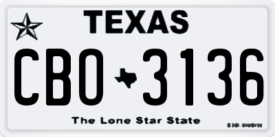 TX license plate CBO3136