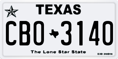 TX license plate CBO3140