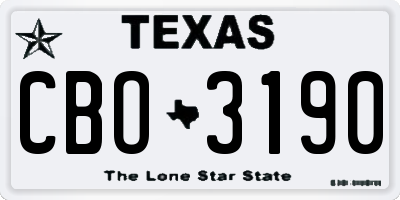 TX license plate CBO3190
