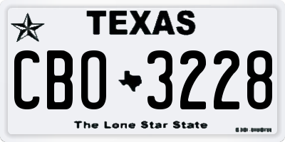 TX license plate CBO3228