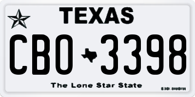 TX license plate CBO3398