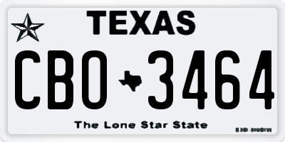 TX license plate CBO3464