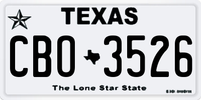 TX license plate CBO3526