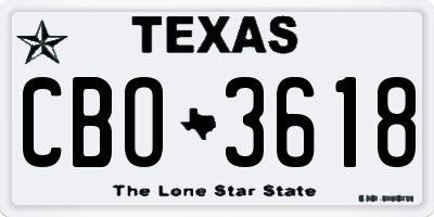 TX license plate CBO3618