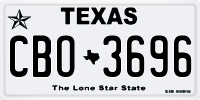 TX license plate CBO3696