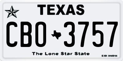 TX license plate CBO3757