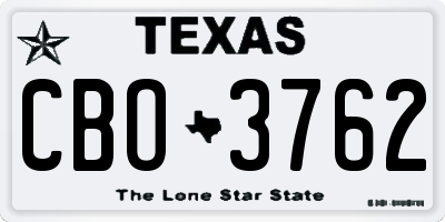 TX license plate CBO3762