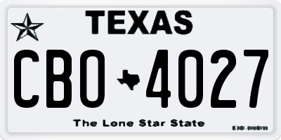 TX license plate CBO4027