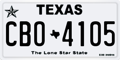 TX license plate CBO4105