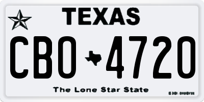 TX license plate CBO4720