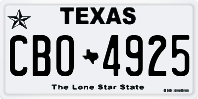 TX license plate CBO4925