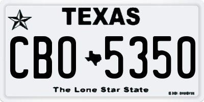 TX license plate CBO5350