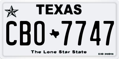 TX license plate CBO7747