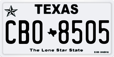 TX license plate CBO8505