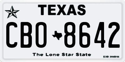 TX license plate CBO8642