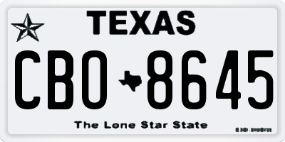 TX license plate CBO8645