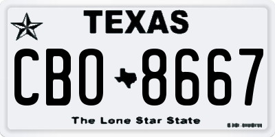 TX license plate CBO8667