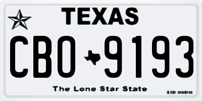 TX license plate CBO9193