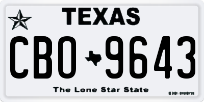 TX license plate CBO9643