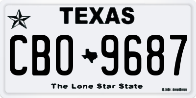 TX license plate CBO9687