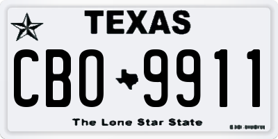 TX license plate CBO9911