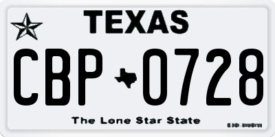 TX license plate CBP0728