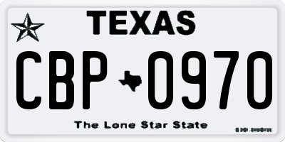 TX license plate CBP0970