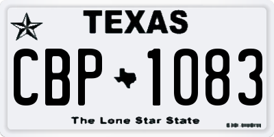 TX license plate CBP1083