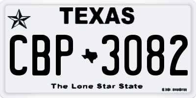 TX license plate CBP3082