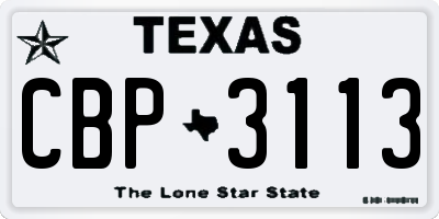 TX license plate CBP3113
