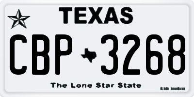 TX license plate CBP3268