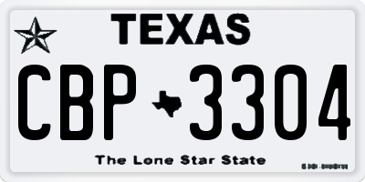 TX license plate CBP3304