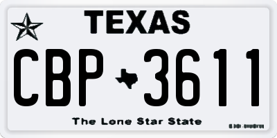 TX license plate CBP3611