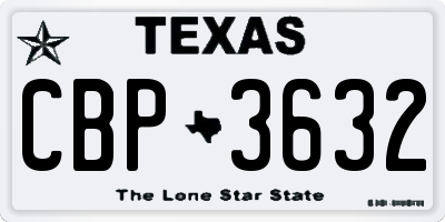 TX license plate CBP3632