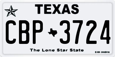 TX license plate CBP3724