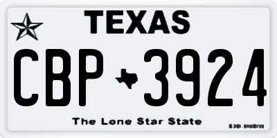 TX license plate CBP3924