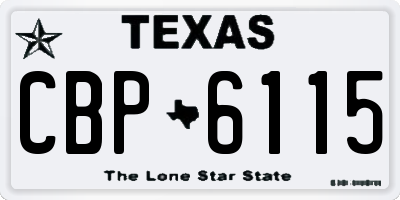 TX license plate CBP6115