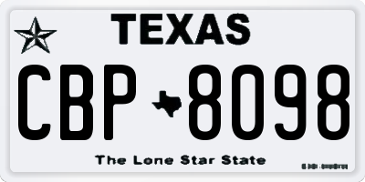 TX license plate CBP8098